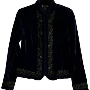 Medium INC Unique Blue Velvet and Black Brocade Jacket